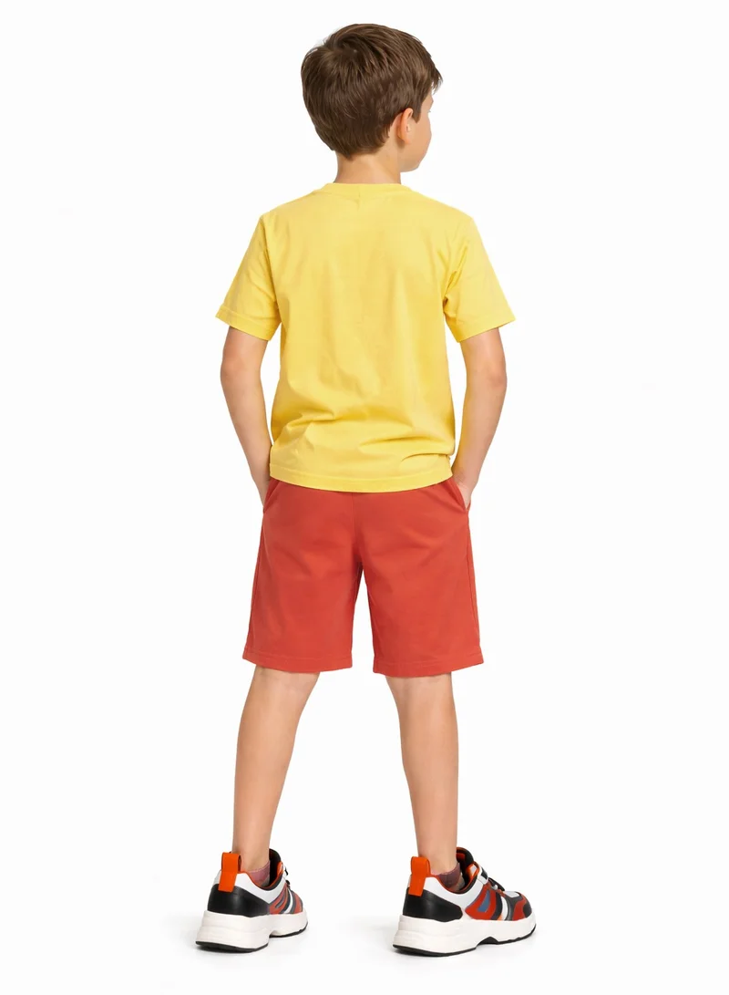 victor and jane Boys Arizona Graphic T-Shirt & Rust Orange Shorts Set